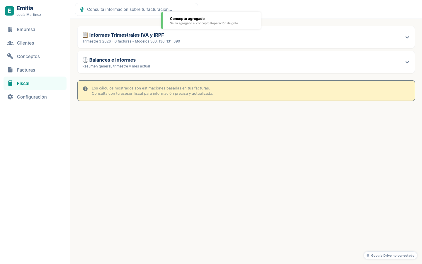 Pantalla de configuración fiscal y VeriFactu.